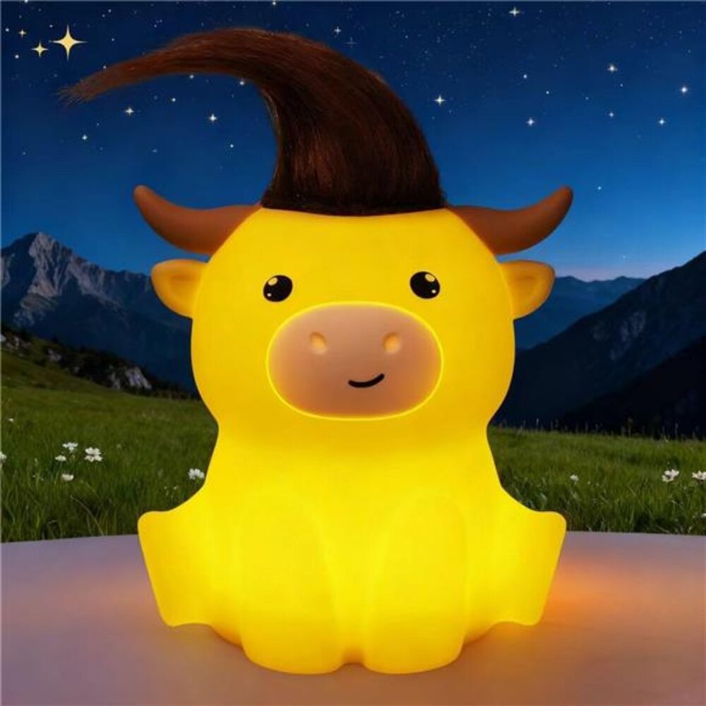 Highland Cow Night Light,Cute Dimmable Farm Animal Highland